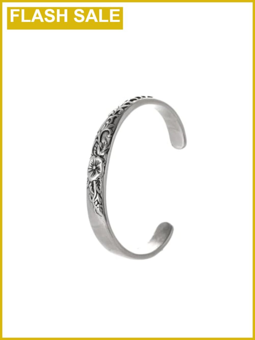 Floral Engraved Open Cuff Bracelet Stainless Steel Retro Medieval